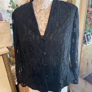 🖤✨ Dressbarn Woman Collection Black Lace Button-Front Jacket ✨🖤